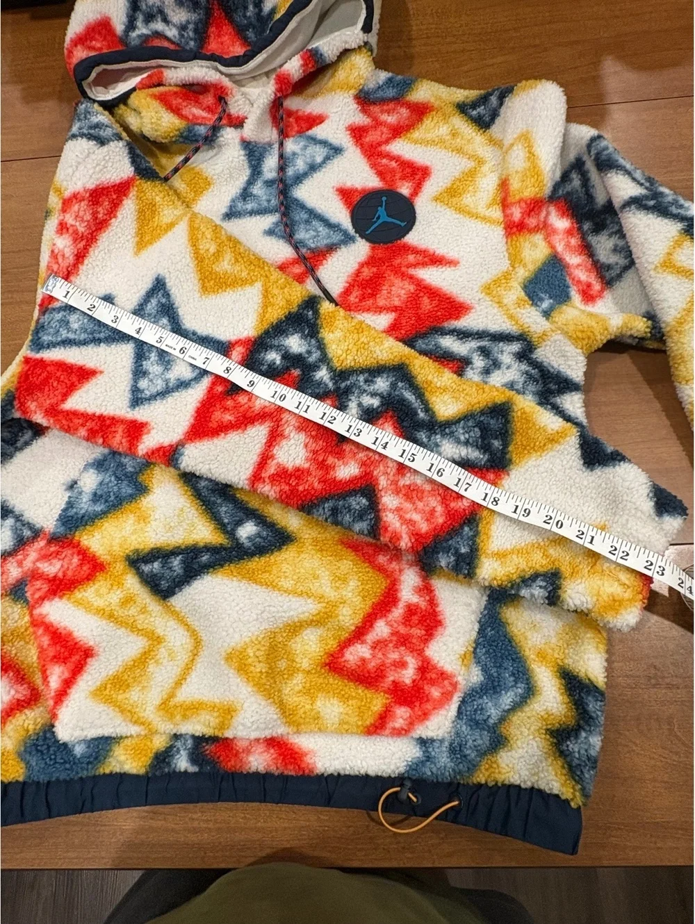 Jordan Fleece Pullover Hoodie with Colorful Geometric Pattern